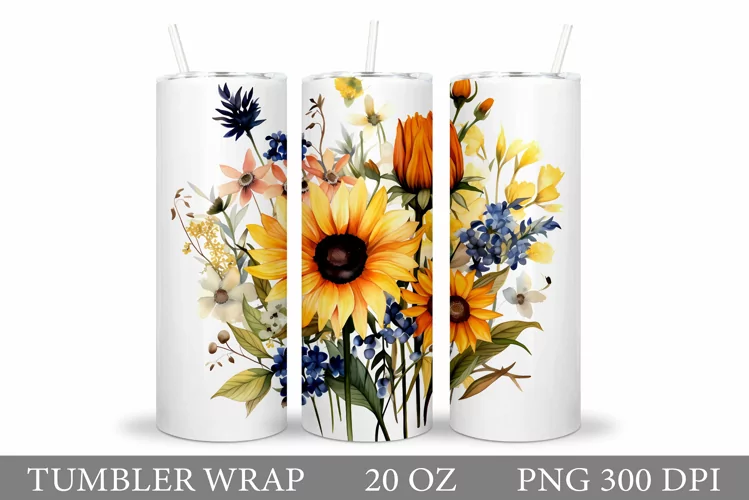 Flowers Tumbler Sublimation. Floral Tumbler Design