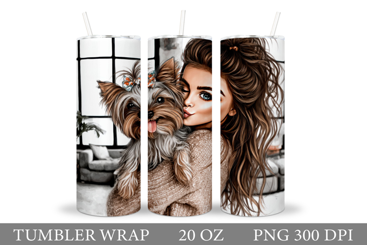 Girl and Dog Tumbler Design. Tumbler Sublimation
