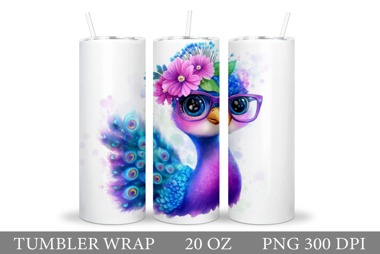 Cute Peacock Tumbler Design. Peacock Tumbler Sublimation