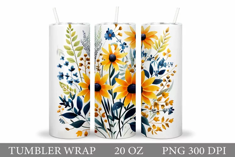 Flowers Tumbler Sublimation. Floral Tumbler Design