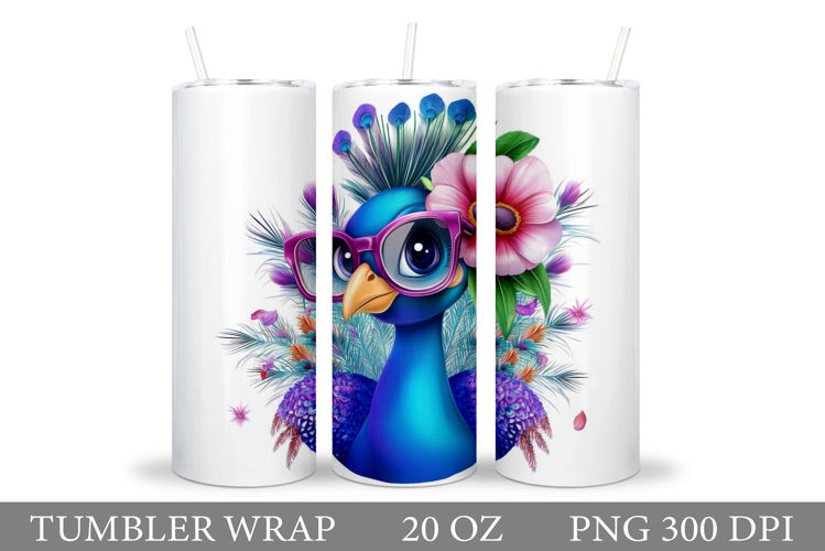 Cute Peacock Tumbler Design. Peacock Tumbler Sublimation