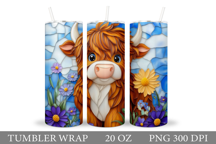 Highland Cow Tumbler Design. Cow Tumbler Sublimation