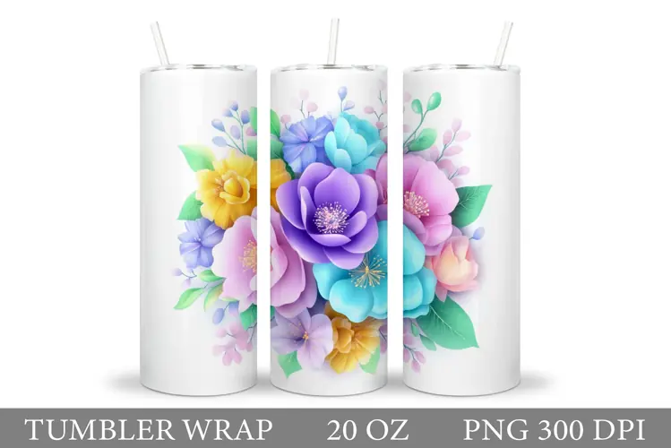 Flowers Tumbler Design. Flowers Tumbler Sublimation