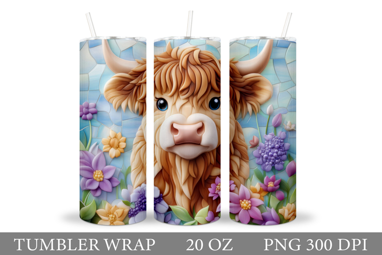Highland Cow Tumbler Design. Cow Tumbler Sublimation