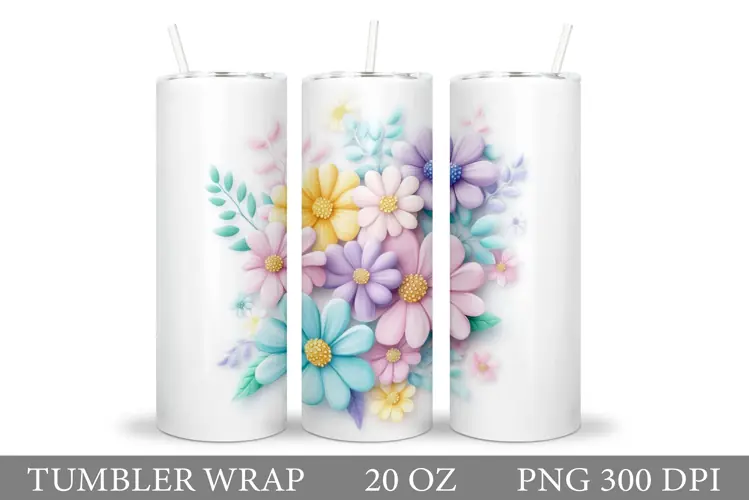 Flowers Tumbler Design. Flowers Tumbler Sublimation