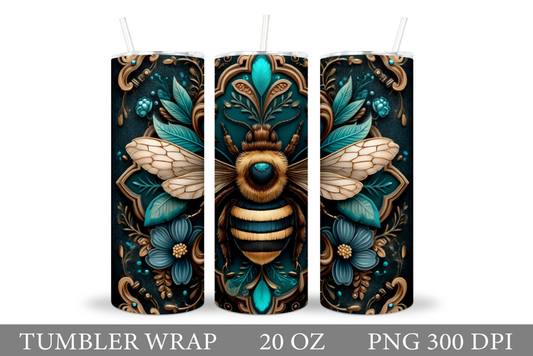 3D Bee Tumbler Design. Bee Sublimation