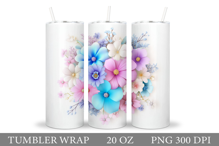Flowers Tumbler Sublimation. Floral Tumbler Design