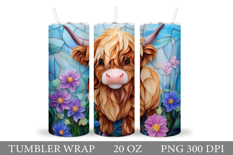 Highland Cow Tumbler Design. Highland Cow Sublimation