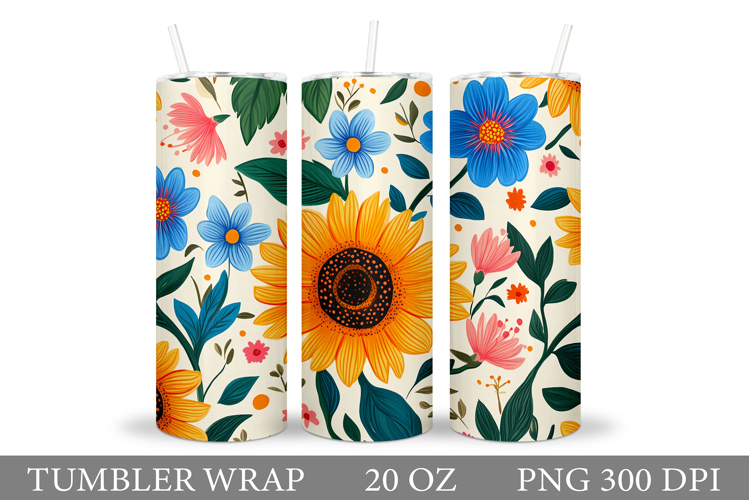 Flowers Tumbler Design. Sublimation Tumbler Flower