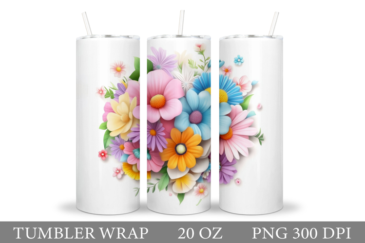 Flowers Tumbler Sublimation. Floral Tumbler Design