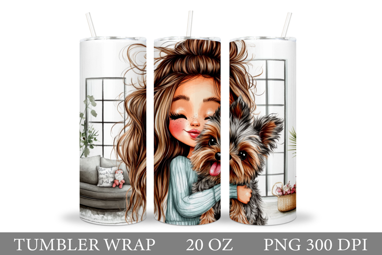 Girl and Dog Tumbler Design. Tumbler Sublimation