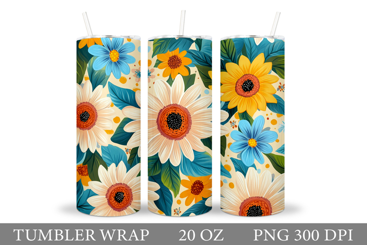 Floral Tumbler Design. Flowers Tumbler Sublimation