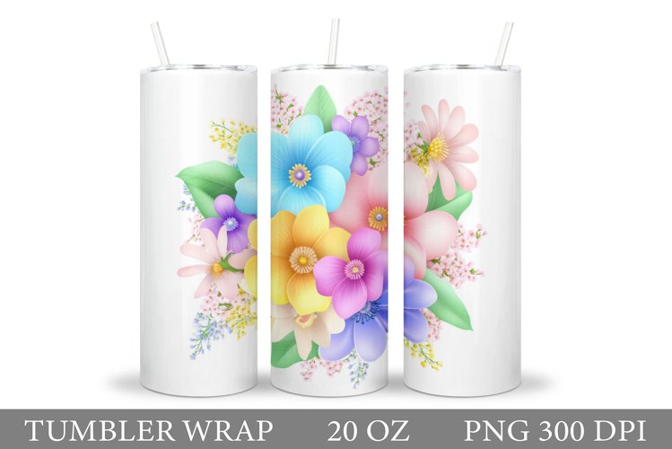 Flowers Tumbler Sublimation. Floral Tumbler Design