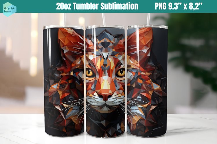 3D Cat 20 OZ Skinny Tumbler Sublimation