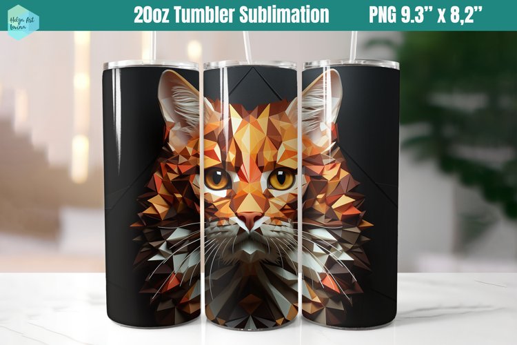 3D Cat 20 OZ Skinny Tumbler Sublimation
