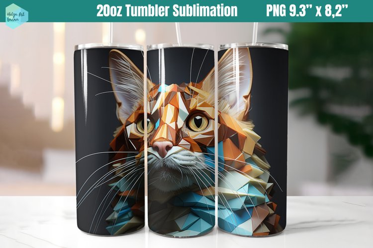 3D Cat 20 OZ Skinny Tumbler Sublimation