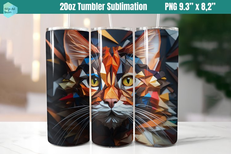 3D Cat 20 OZ Skinny Tumbler Sublimation
