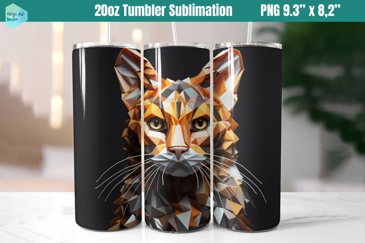 3D Cat 20 OZ Skinny Tumbler Sublimation