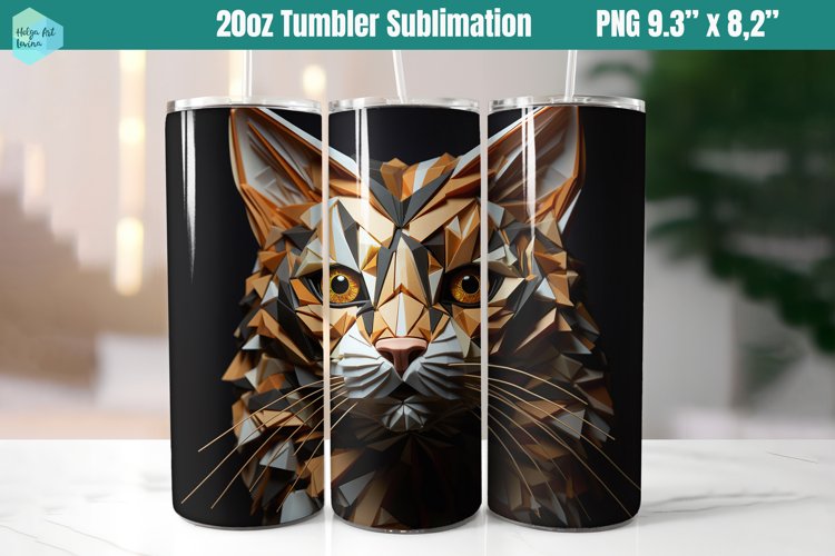 3D Cat 20 OZ Skinny Tumbler Sublimation