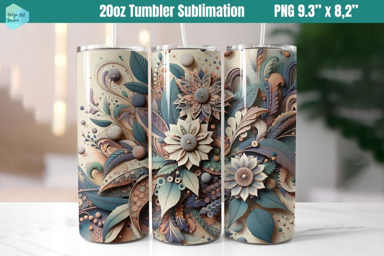 20 OZ Tumbler Sublimation | 3D Flowers sublimation
