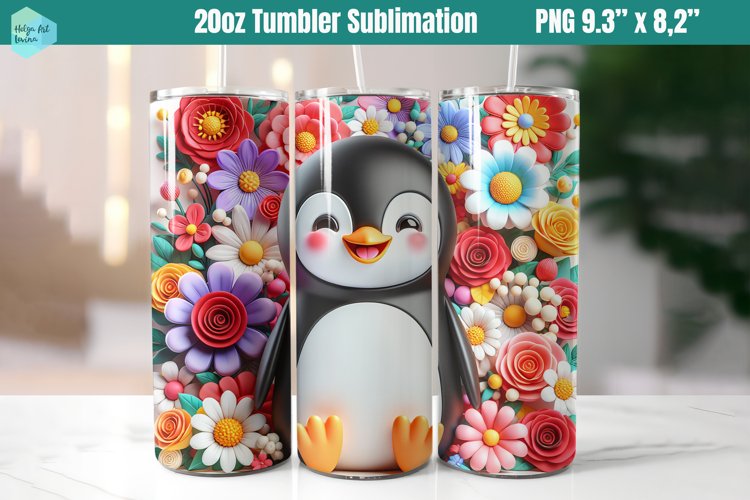 3D penguin 20 OZ Skinny Tumbler Sublimation