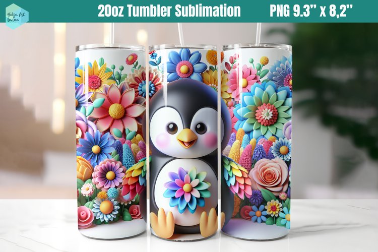 3D penguin 20 OZ Skinny Tumbler Sublimation
