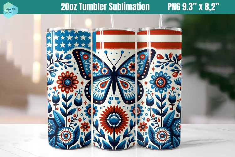 20 OZ Skinny Tumbler Sublimation |patriotic example image 1