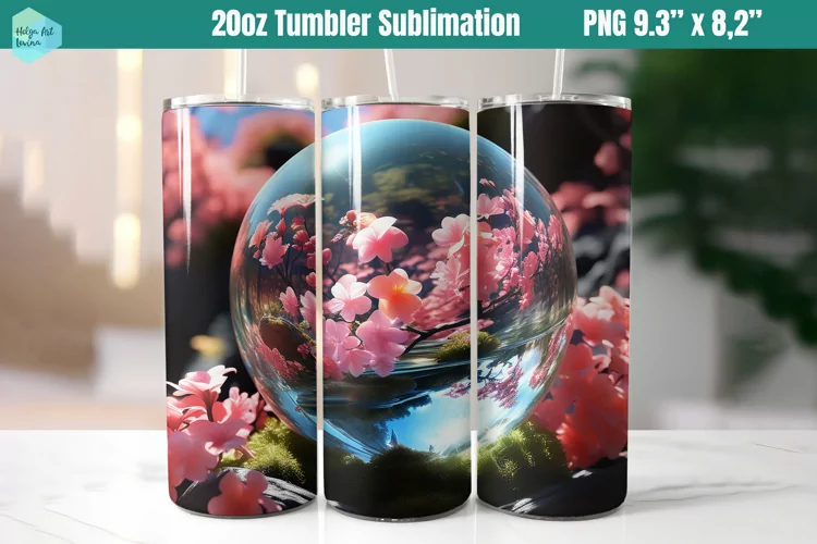 3D Flowers 20 OZ Skinny Tumbler Sublimation