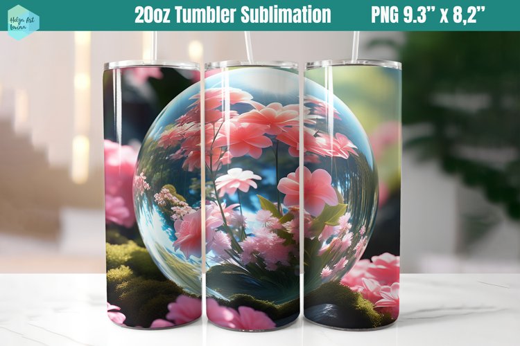 3D Flowers 20 OZ Skinny Tumbler Sublimation example image 1