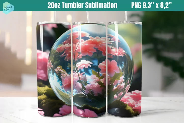 3D Flowers 20 OZ Skinny Tumbler Sublimation