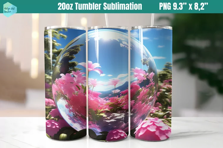 3D Flowers 20 OZ Skinny Tumbler Sublimation