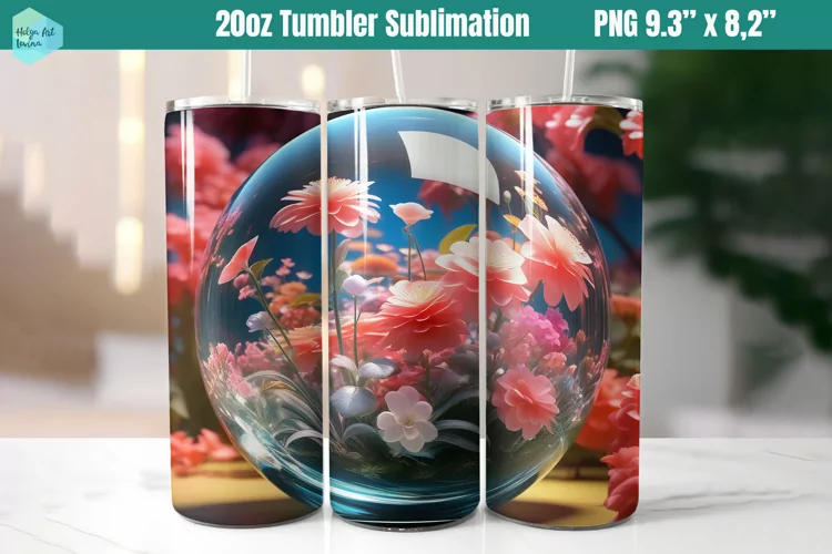 3D Flowers 20 OZ Skinny Tumbler Sublimation