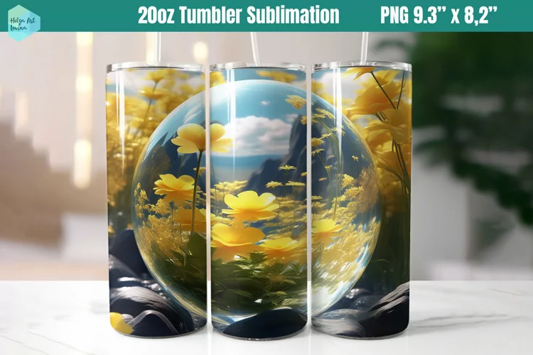 3D Flowers 20 OZ Skinny Tumbler Sublimation