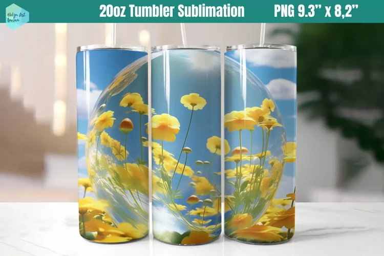3D Flowers 20 OZ Skinny Tumbler Sublimation