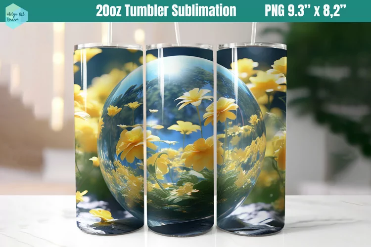 3D Flowers 20 OZ Skinny Tumbler Sublimation