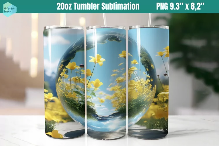 3D Flowers 20 OZ Skinny Tumbler Sublimation