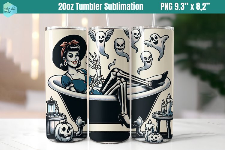 Funny Witch 20 OZ Skinny Tumbler Sublimation example image 1