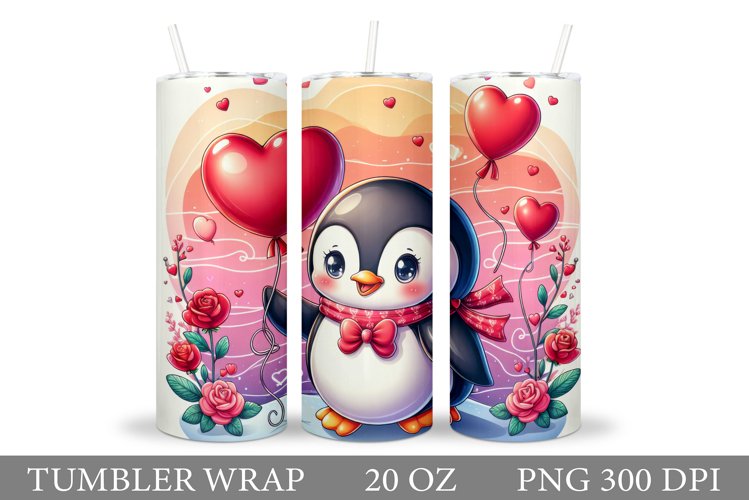 Valentines Penguin Tumbler. Valentines Tumbler Sublimation