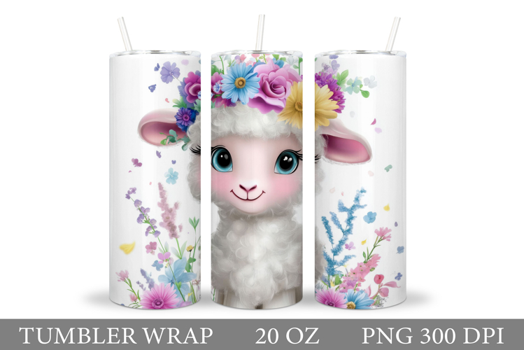 Cute Lamb Tumbler Design. Lamb Spring Tumbler Sublimation