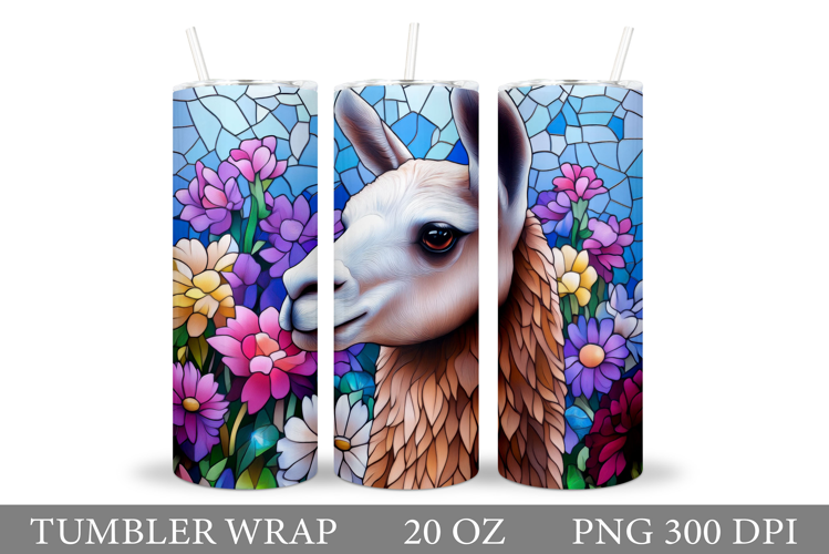 Cute Lama Tumbler Design. Lama Flowers Tumbler Sublimation