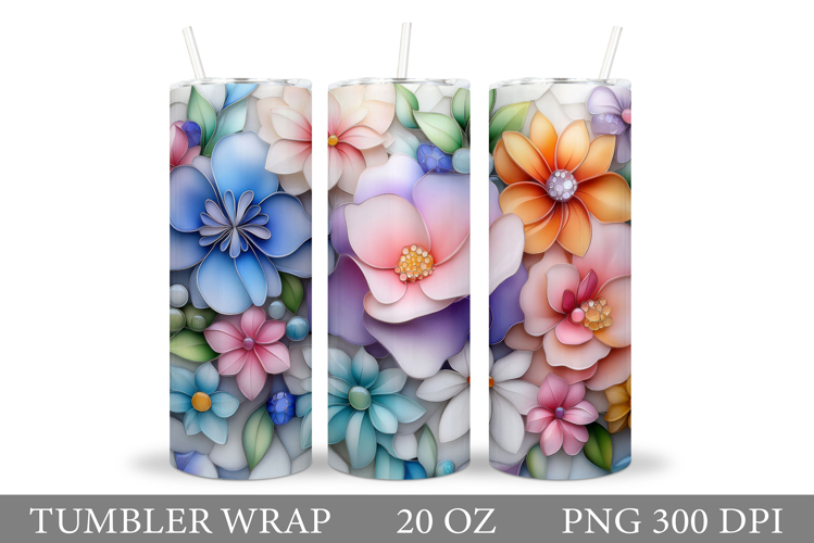 Floral Tumbler Design. Flowers Tumbler Sublimation