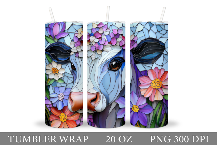 Cow Tumbler Design. Cow Flowers Tumbler Sublimation