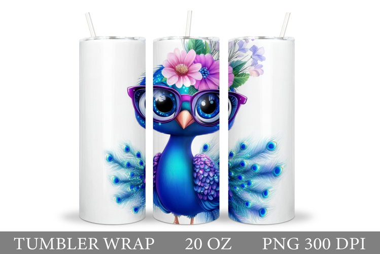 Cute Peacock Tumbler Design. Peacock Tumbler Sublimation