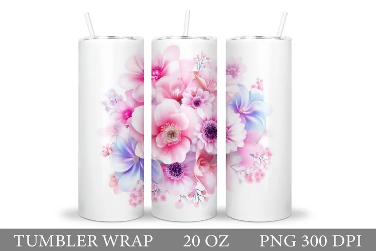 Floral Tumbler Design. Flowers Tumbler Sublimation