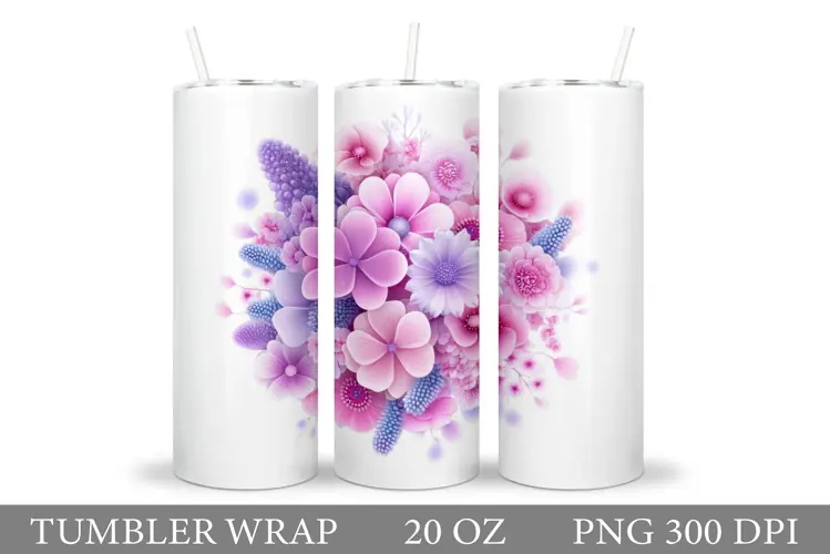Floral Tumbler Design. Flowers Tumbler Sublimation