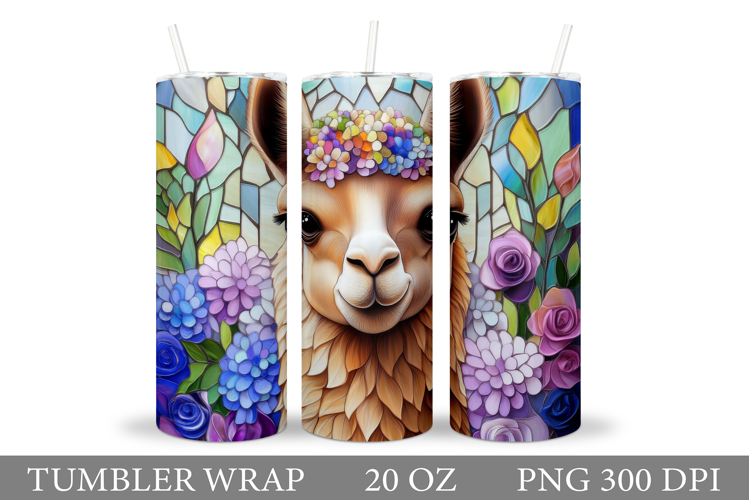 Cute Lama Tumbler Design. Lama Flowers Tumbler Sublimation