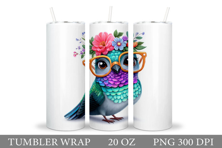 Cute Bird Tumbler Design. Cute Bird Sublimation example image 1