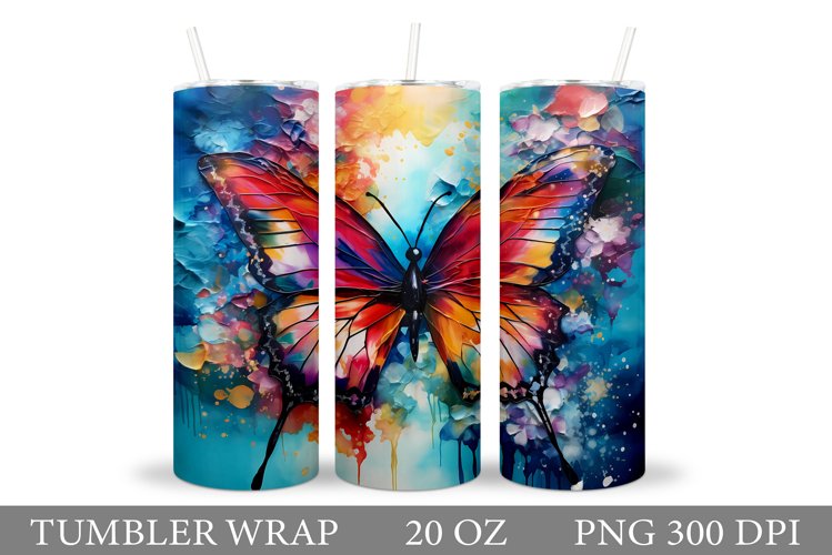Butterfly Tumbler Design. Flowers Tumbler Sublimation