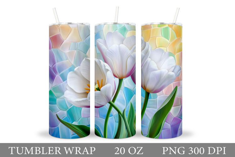 Tulips Tumbler Design. Flowers Tumbler Sublimation
