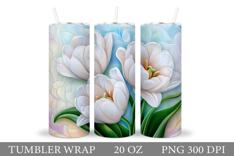 Tulips Tumbler Design. Flowers Tumbler Sublimation